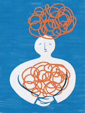 Mental health overthinking problems illustration