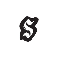 Hand Drawing Lettering S Outline Black Color Vintage Style Monogram