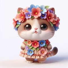 cute cats wearing flower crowns Generative AI
