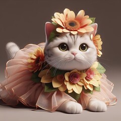 cute cats wearing flower crowns Generative AI