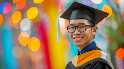 Man in Graduation Cap and Gown