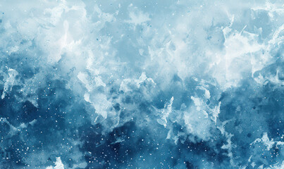 An abstract, icy swirl composition in blue and white tones. Generate AI