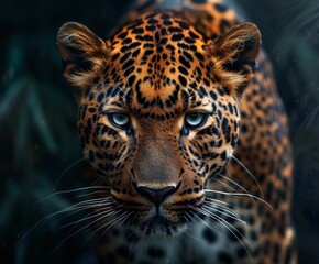 Obraz premium Close Up of a Leopards Face With Blurry Background