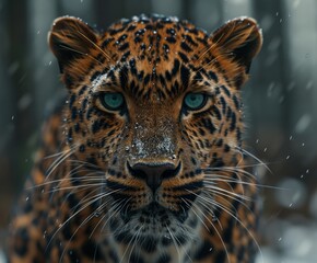 Obraz premium Close Up of Leopard With Blue Eyes