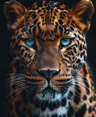 Obraz premium Close Up of a Leopard With Blue Eyes