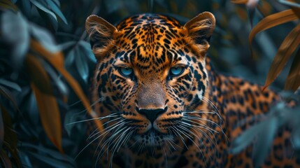 Obraz premium Close Up of a Leopard With Blue Eyes