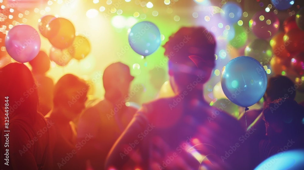Poster colorful party scene with ample copy space for text or graphics