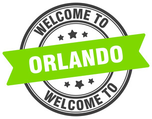 Welcome to Orlando stamp. Orlando round sign