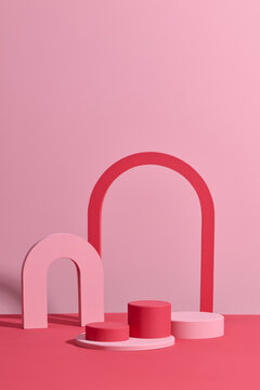 Minimal red podiums for product display
