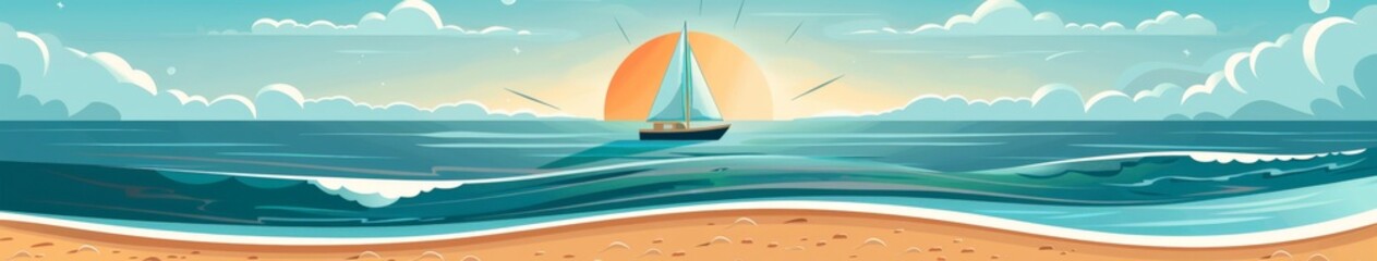 Naklejka premium Sailboat Sailing in the Ocean