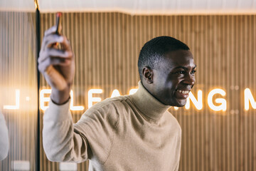 Dynamic business presentation in a modern office