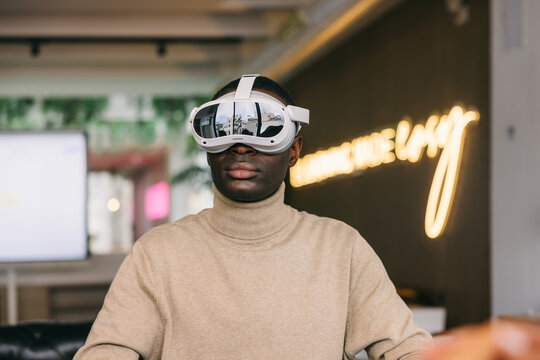 Man Experiencing Virtual Reality Technology