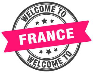 Welcome to France stamp. France round sign