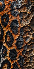 Close-up texture of burnt wood with intricate patterns and deep black charring.