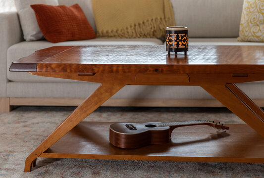 wooden coffee table in Living room 