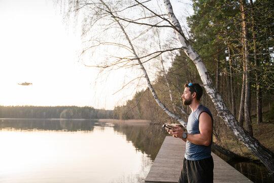 Man Using Drone In The Nature