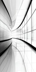 Fototapeta premium Abstract modern architecture with white walls and glass panels.