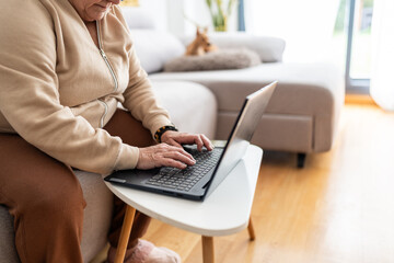 Woman using her laptop.