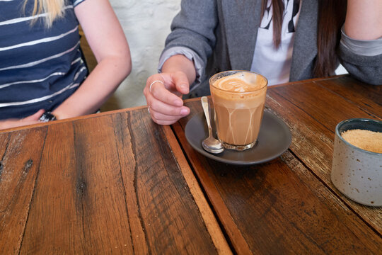 Latte on table at cafe