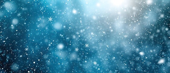 Random falling snow flakes wallpaper. Snowfall dust freeze granules. Snowfall sky white teal blue background. Many snowflakes february vector. Snow nature scenery.
