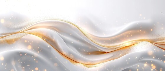 Luxury white background with golden line elements and curve light effect decoration and bokeh.
