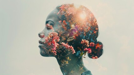 A woman's face is made up of flowers