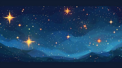 Fototapeta premium Night Sky With Stars and Mountains