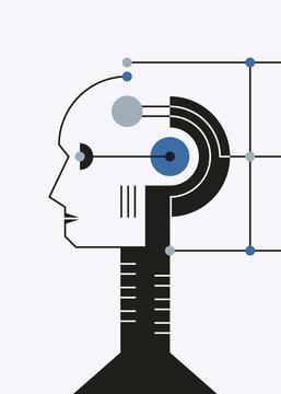 Futuristic robot portrait.