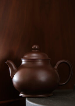 Closeup of traditional Chinese teapot, purple clay teapot