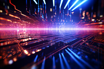 Digital backdround ideal for technological operations, neural networks, AI, data transmission and encryption, digital archives, audio and visual representations, scientific research
