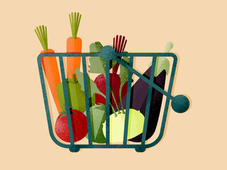 Various vegetables in metal container