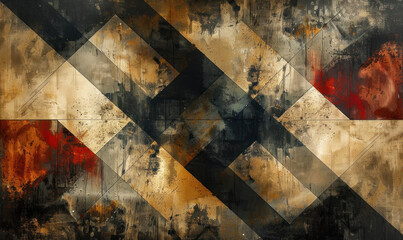 Contemporary abstract design featuring crisscross lines in muted earth tones, Generate AI