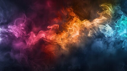 Colorful cloud of smoke on a black background Abstract background