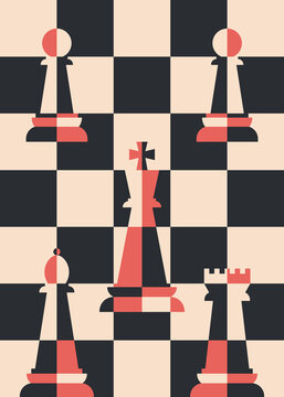 Abstract chess pieces.