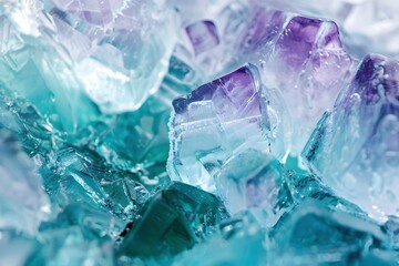 Obraz premium close up of ice with purple, blue and green colors, textured surface 