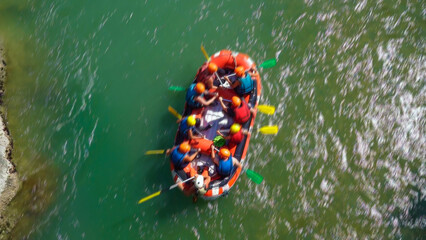 Whitewater Rafting in motion