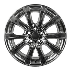 Obraz premium Polished alloy car wheel with modern design, cut out - stock png.