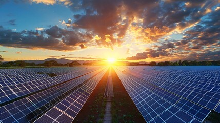 Solar Panels in a Clear Sky Setting -Generative AI
