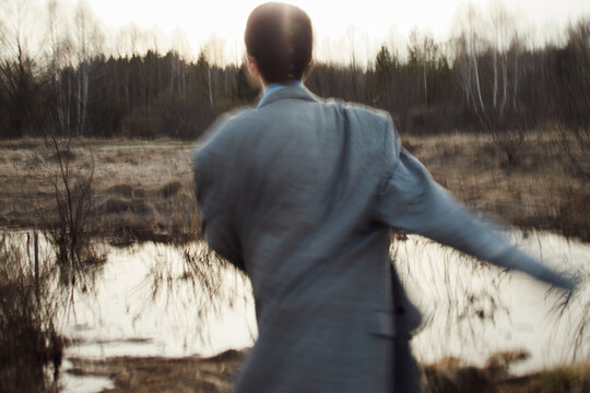 Motion portrait of carefree woman
