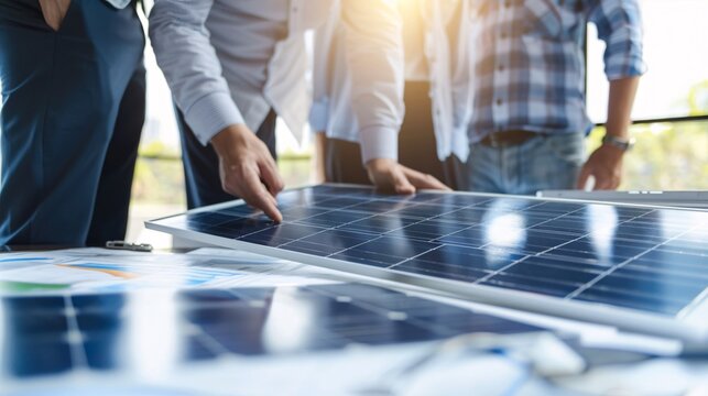 Team Meeting on Solar Panel Installation - Generative AI