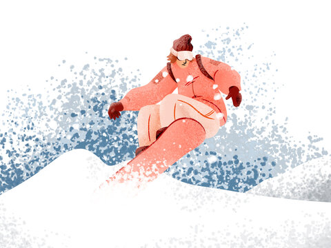 Man snowboarding in snow on vacation