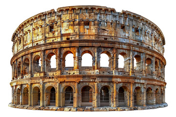 Fototapeta premium Iconic view of the Colosseum in Rome with detailed ancient architecture, cut out - stock png.