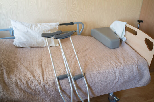 Medical Bed With Crutches On It