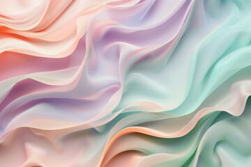Obraz premium Elegant abstract background featuring smooth waves of pastel colors that resemble silk fabric, perfect for designs requiring a soft texture and a gentle color palette