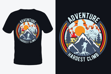 Mountain t-shirt design vector template EPS file, Adventure T-shirt design with the mountain. Wildlife t-shirt, hiking t-shirt design