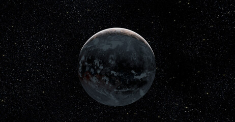 3D Render of a Mysterious Dark Planet in a Starfield