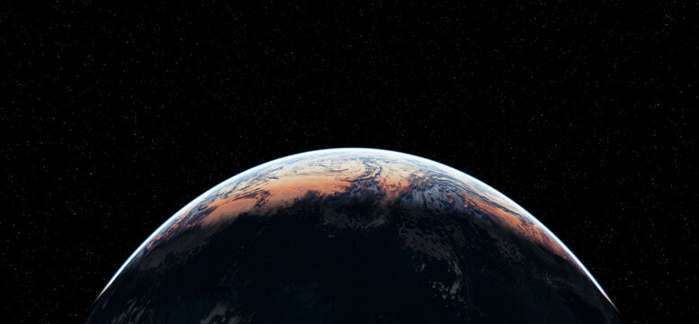 3D Render of a Planet Horizon with Atmospheric Glow