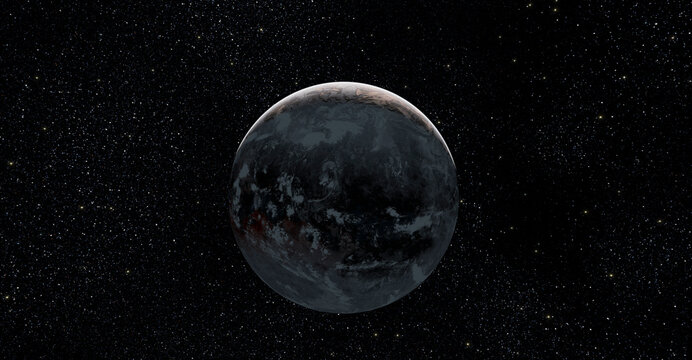 3D Render of a Mysterious Dark Planet in a Starfield