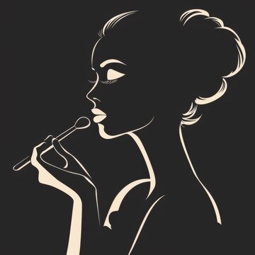 woman applying makeup silhouette on black clip art preview