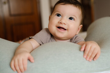 Close up portrait of a happy baby